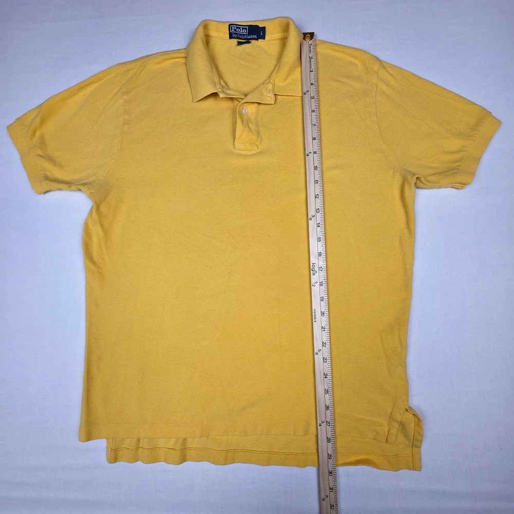 Polo Ralph Lauren Polo Shirt Mens Large Yellow Excellent Short Sleeve Cotton